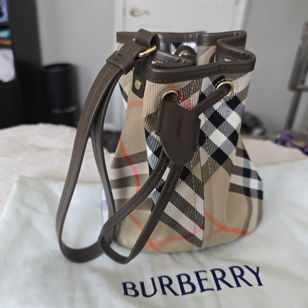 Burberry Beige and Black Checkered Shoulder Bag